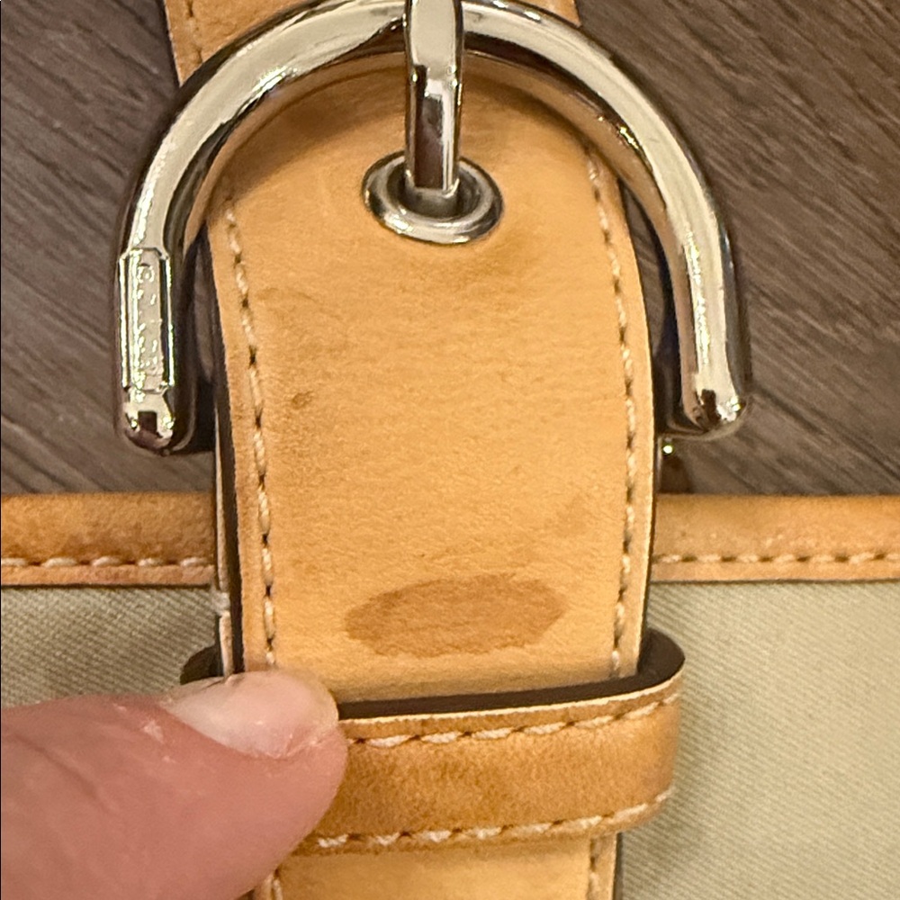 Coach SoHo Tan and Blue Canvas and Leather Shoulder Bag - Picture 3 of 10